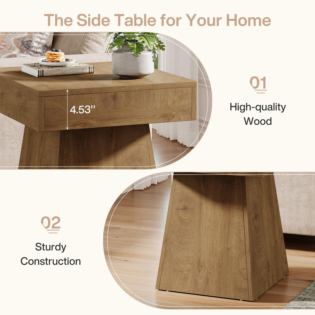 Small End Table Set of 2 Light Brown F89090