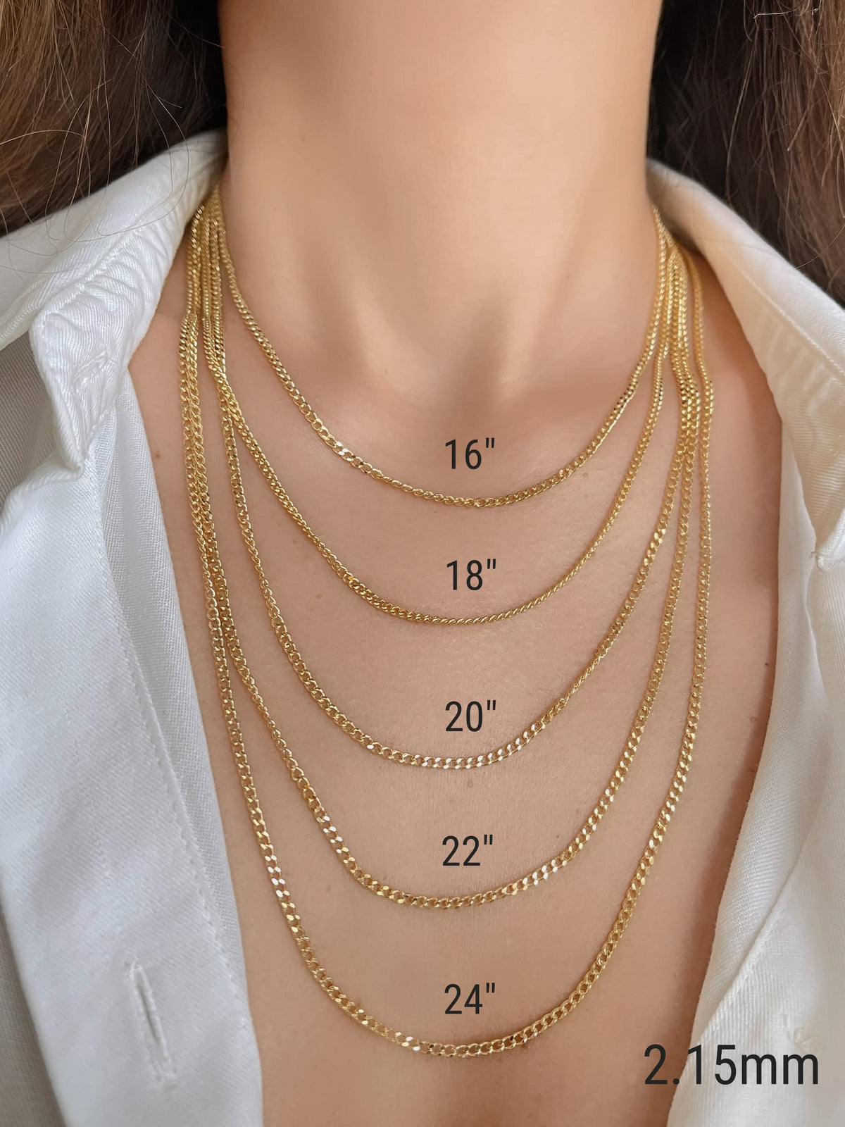 14K Gold Cuban Link Chain Necklace with Lobster Clasp V1230