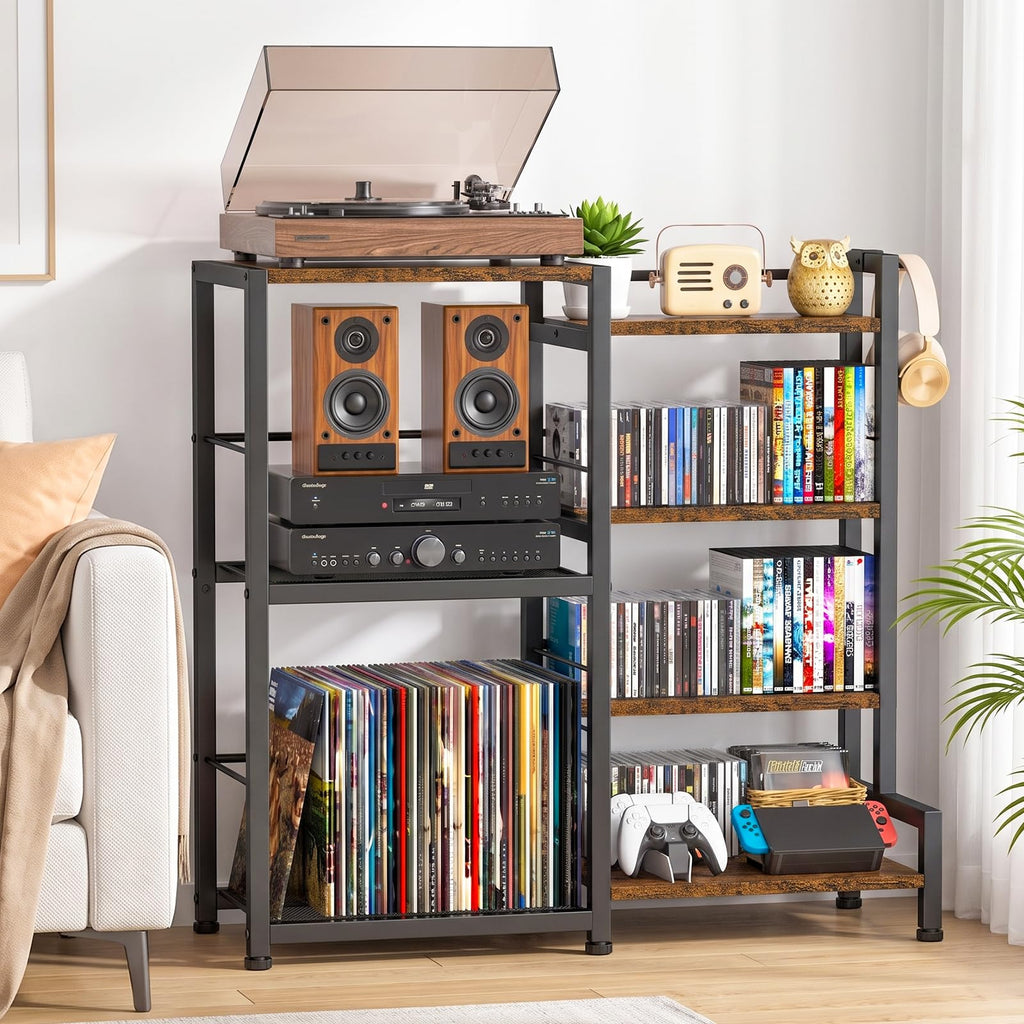 7-Tier Rustic Brown CD Storage Rack S325
