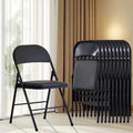 Black Folding Chairs 10-Pack Padded Heavy Duty Steel Frame D9388