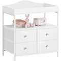 White Changing Table Dresser with 4 Fabric Drawers and Open Shelf K9477