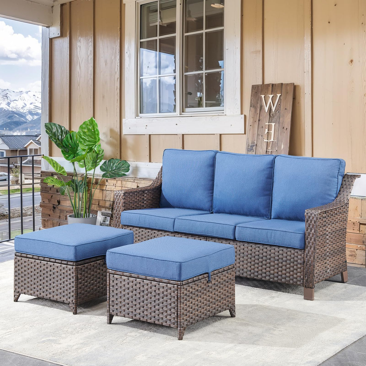 Brown PE Wicker Outdoor Sofa N19340