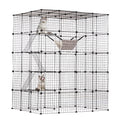 4-Tier Metal Wire Cat Cage with Hammock Ramp B6664