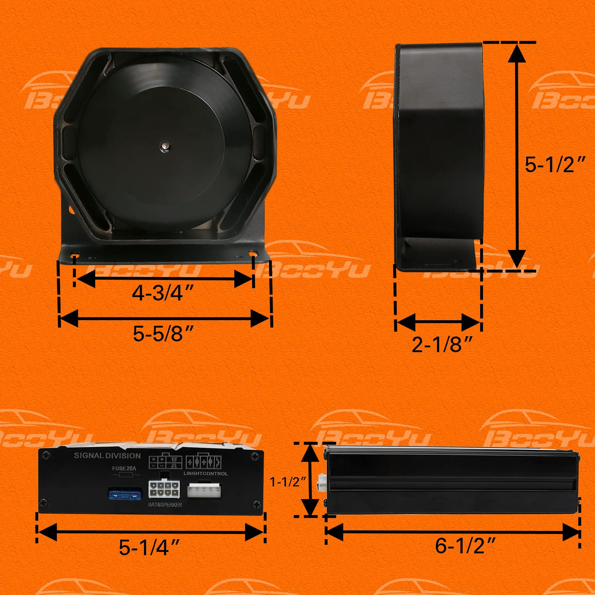 200W 12V Emergency Siren PA System with Slim Speaker, Wireless Remote Handheld Microphone W45874