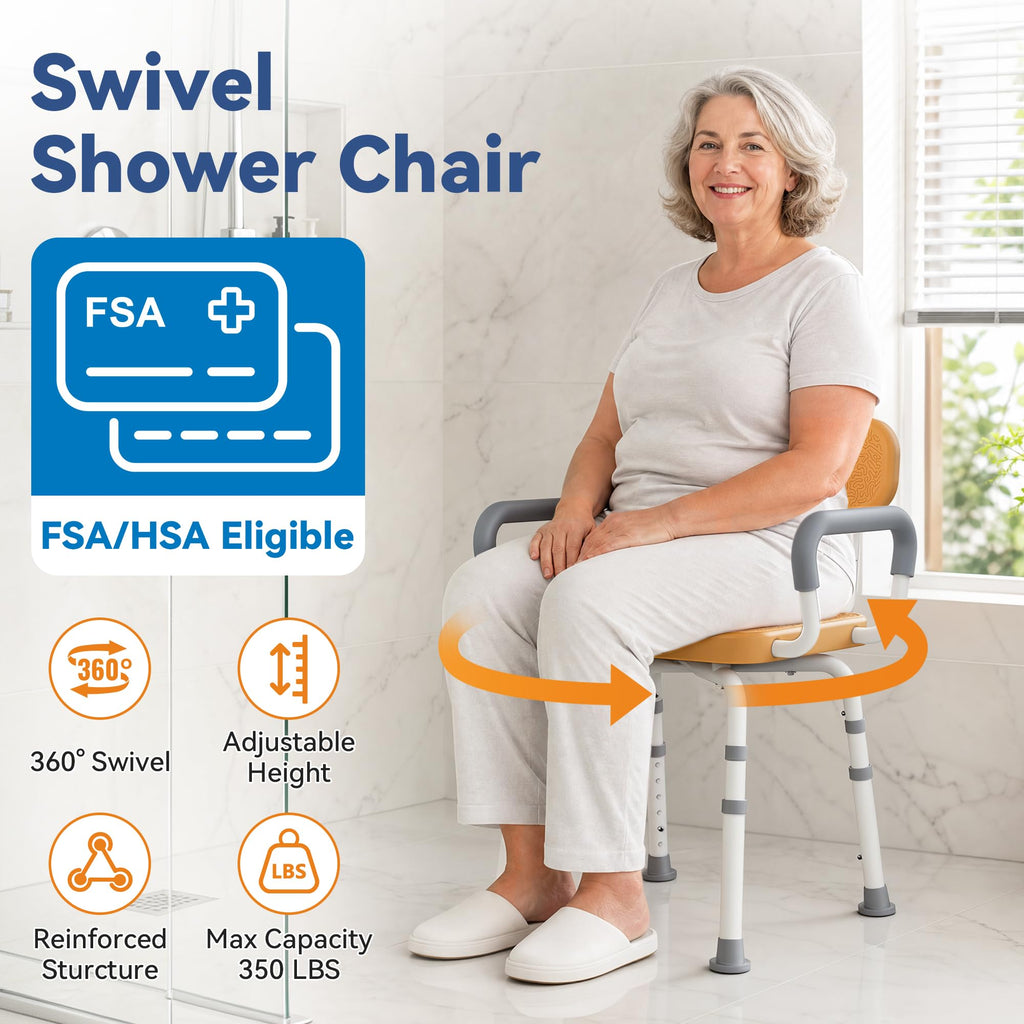 Swivel Shower Chair with Removable Arms & Back G359