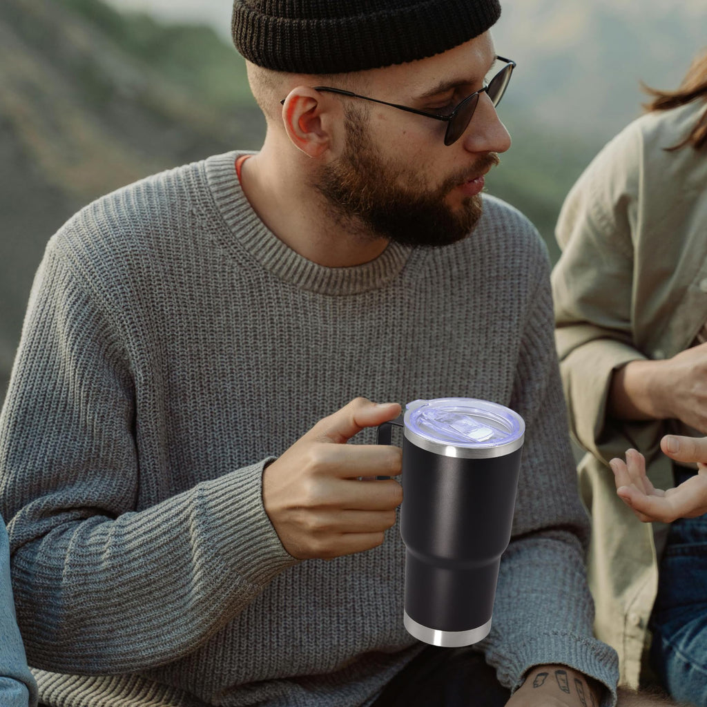 20 oz Black Tumbler with Handle and Lid Z386