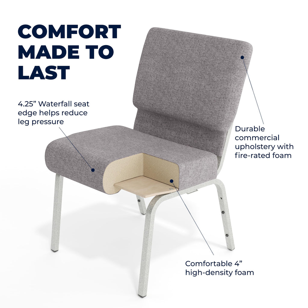 Gray 21" W Stacking Church Chair 4-Pack J462223