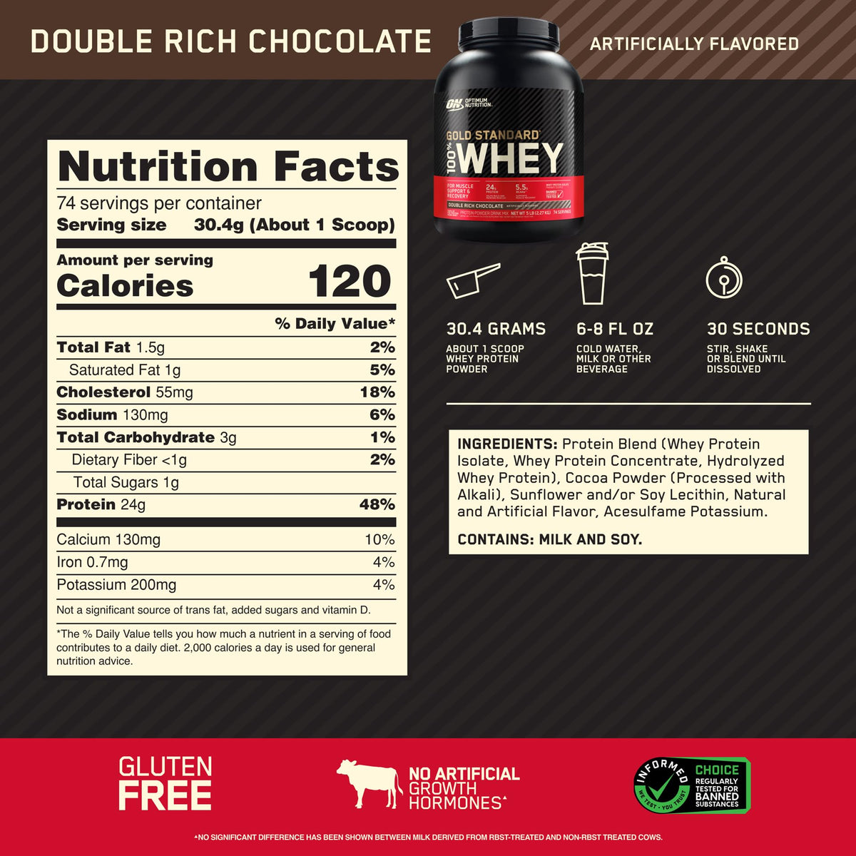 Double Rich Chocolate Whey Protein Powder with Unflavored Creatine Monohydrate E6579