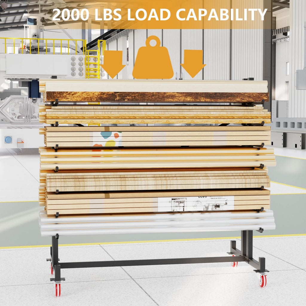 Heavy-Duty 2000LBS 7-Tier Rolling Lumber Storage Rack A3825