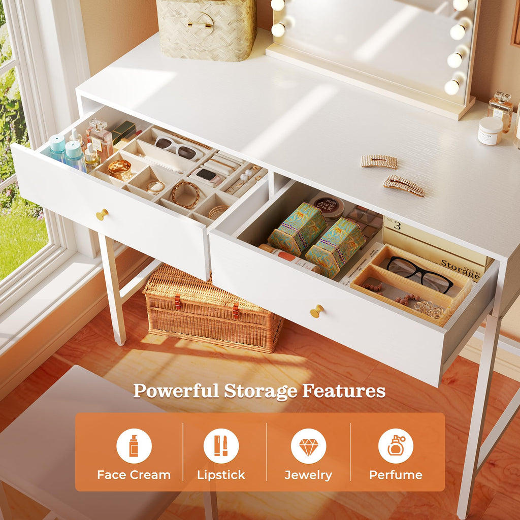 White Desk with 2 Drawers Q677