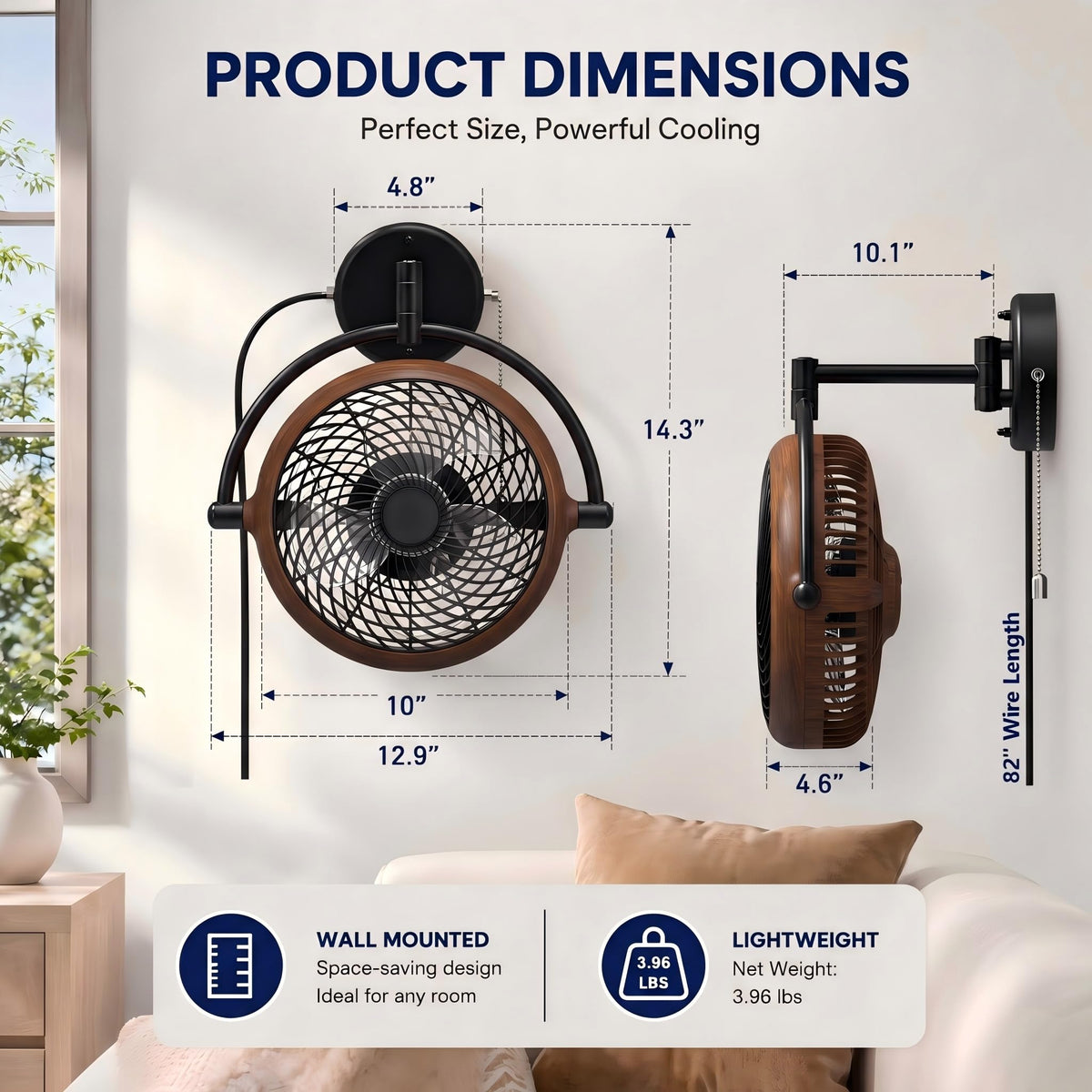 10 Inch Oscillating Wall Mount Fan K953