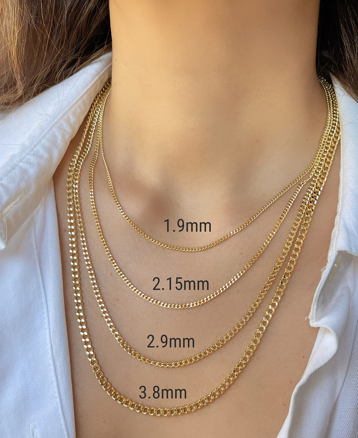 14K Gold Cuban Link Chain Necklace with Lobster Clasp V1230