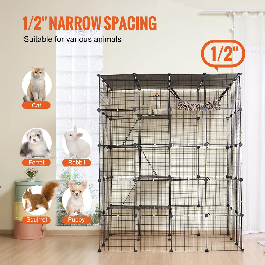 4-Tier Metal Wire Cat Cage with Hammock Ramp B6664