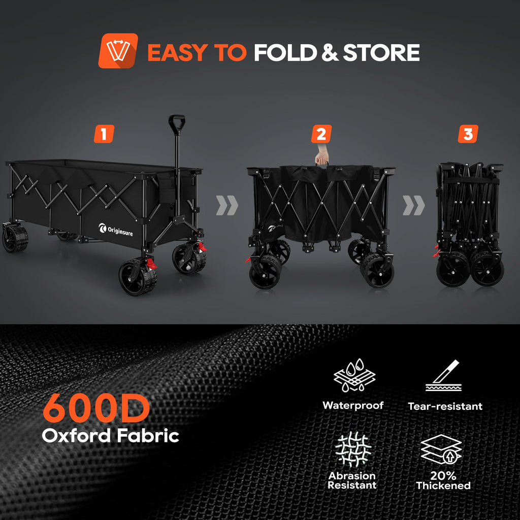 Black Foldable Beach Wagon with Big Wheels Z49570
