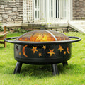 32 Inch Round Metal Wood Burning Fire Pit with Mesh Cover K61238