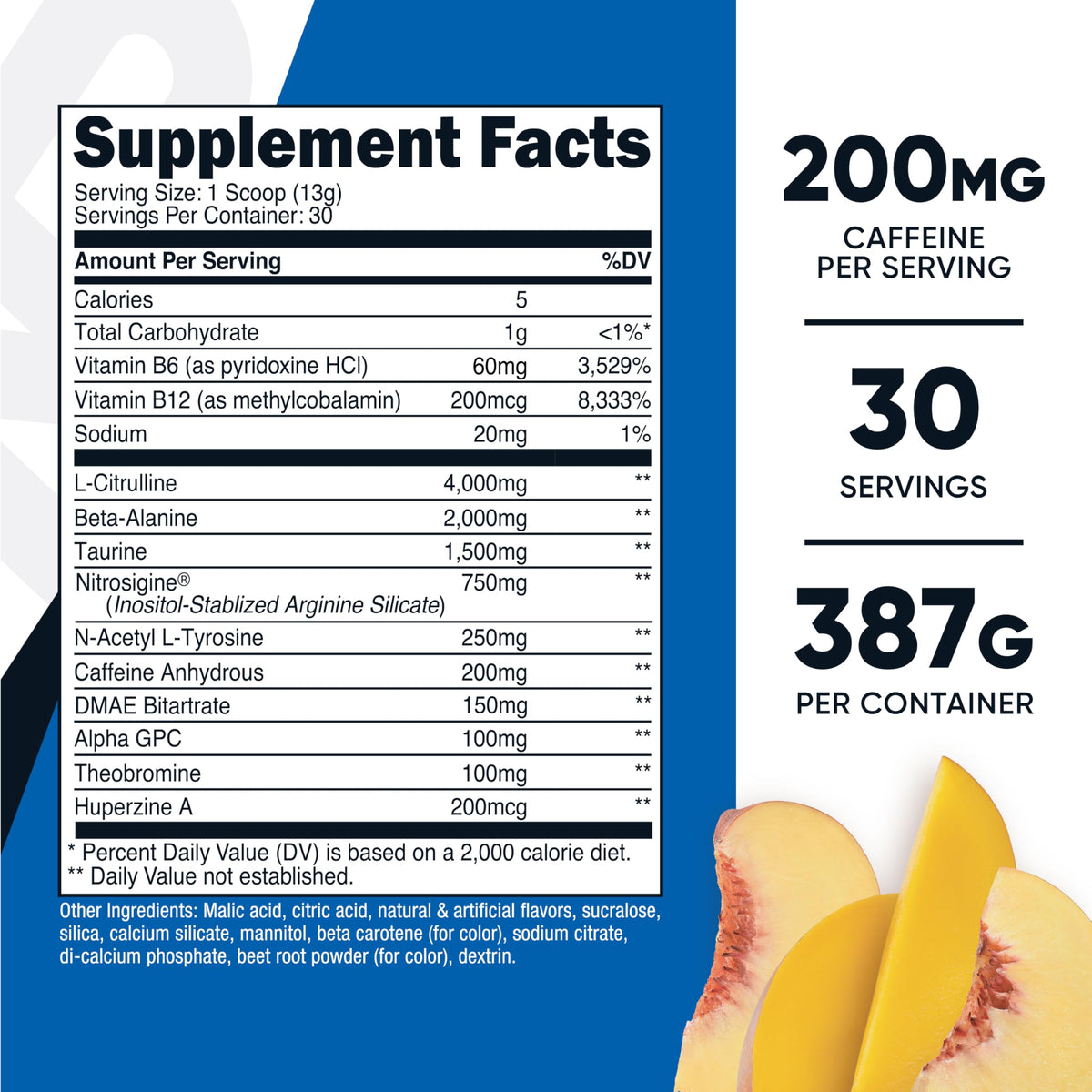 Pre-Workout Complex Powder Peach Mango 30 Servings V7546