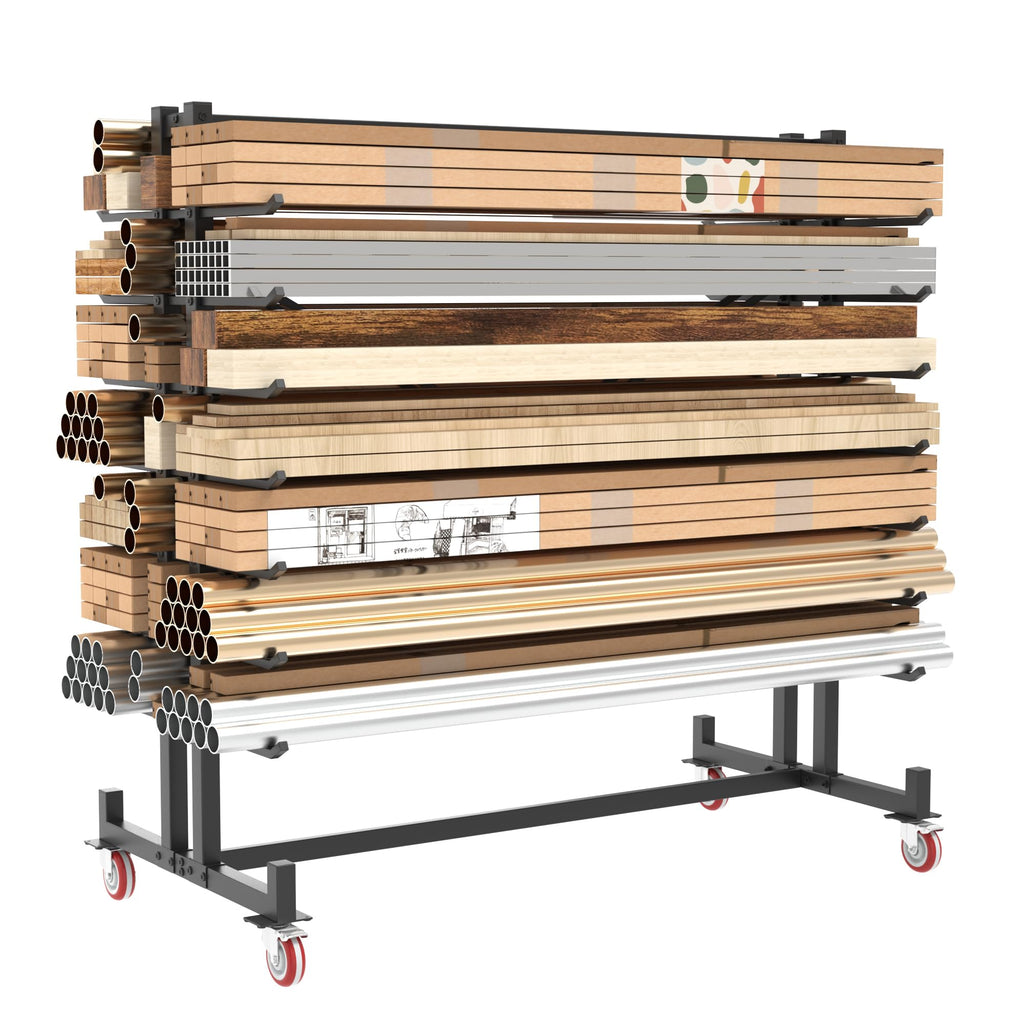 Heavy-Duty 2000LBS 7-Tier Rolling Lumber Storage Rack A3825
