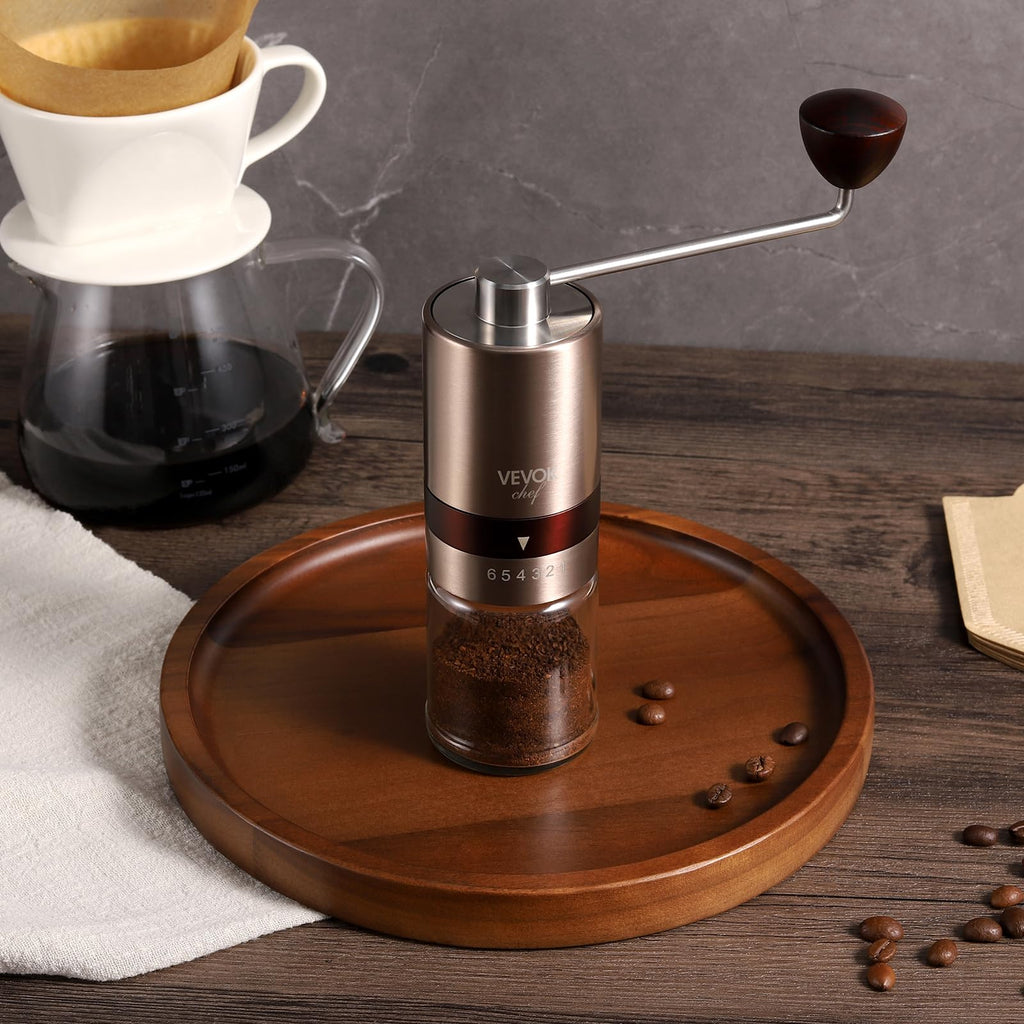 Gold Manual Stainless Steel Burr Coffee Grinder with Portable Bag U659032