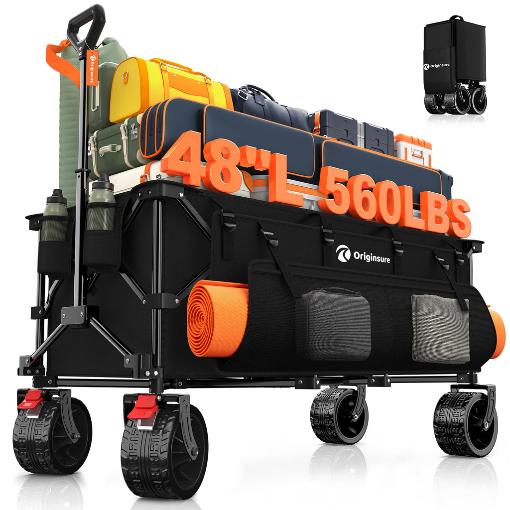 Black Foldable Beach Wagon with Big Wheels Z49570