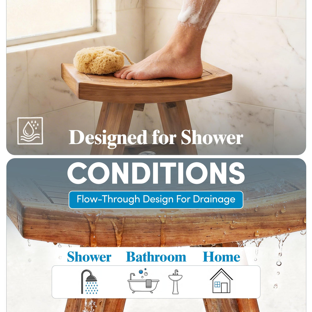 18" Teak Shower Bench P868100