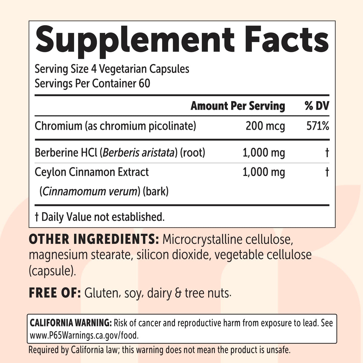Berberine with Ceylon Cinnamon 2,000 mg 240 Vegetarian Capsules Z15351