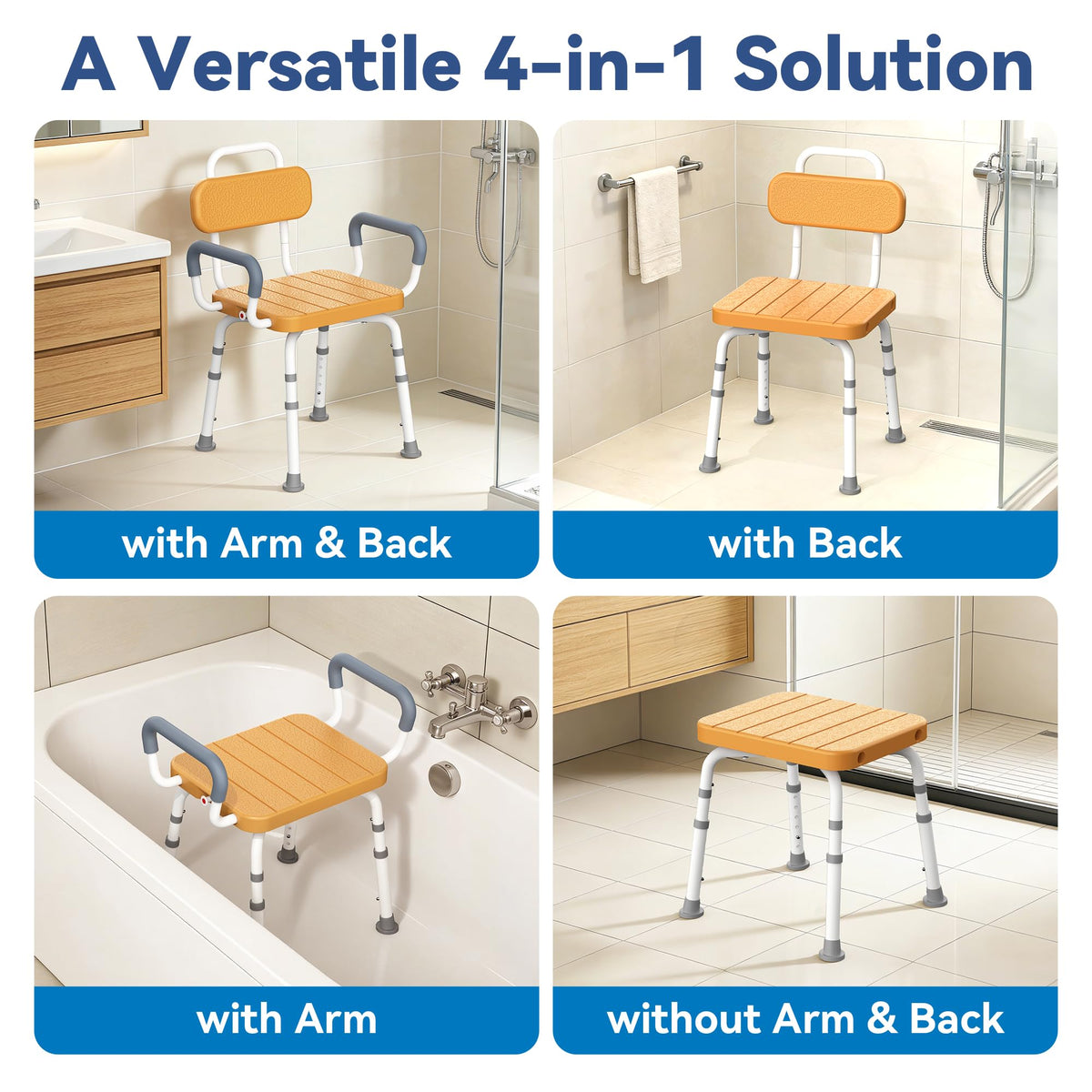 Swivel Shower Chair with Removable Arms & Back G359