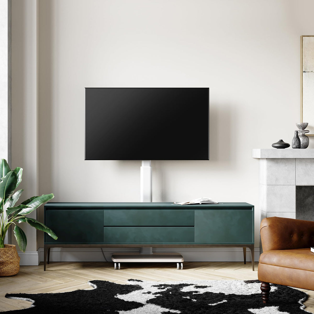 White Rolling TV Stand for 32-75 Inch TVs V492312
