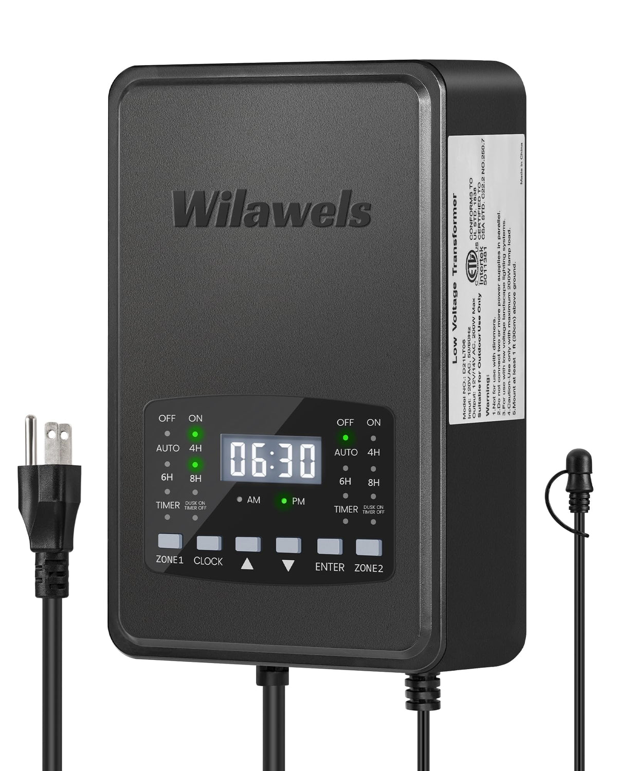 200W Low Voltage Landscape Transformer with Timer & Photocell Sensor S389