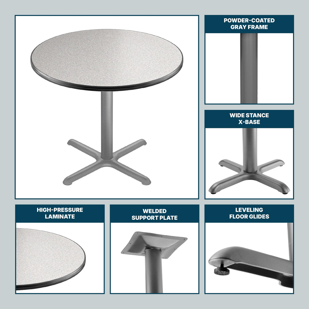 Round 36 in Diameter 30 in Dining Height Black Frame Gray Laminate Cafe Table P658