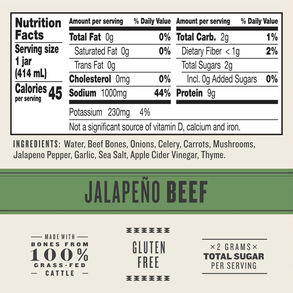 Beef Jalapeno Sea Salt Bone Broth 14 fl oz Pack of 6 Z9527