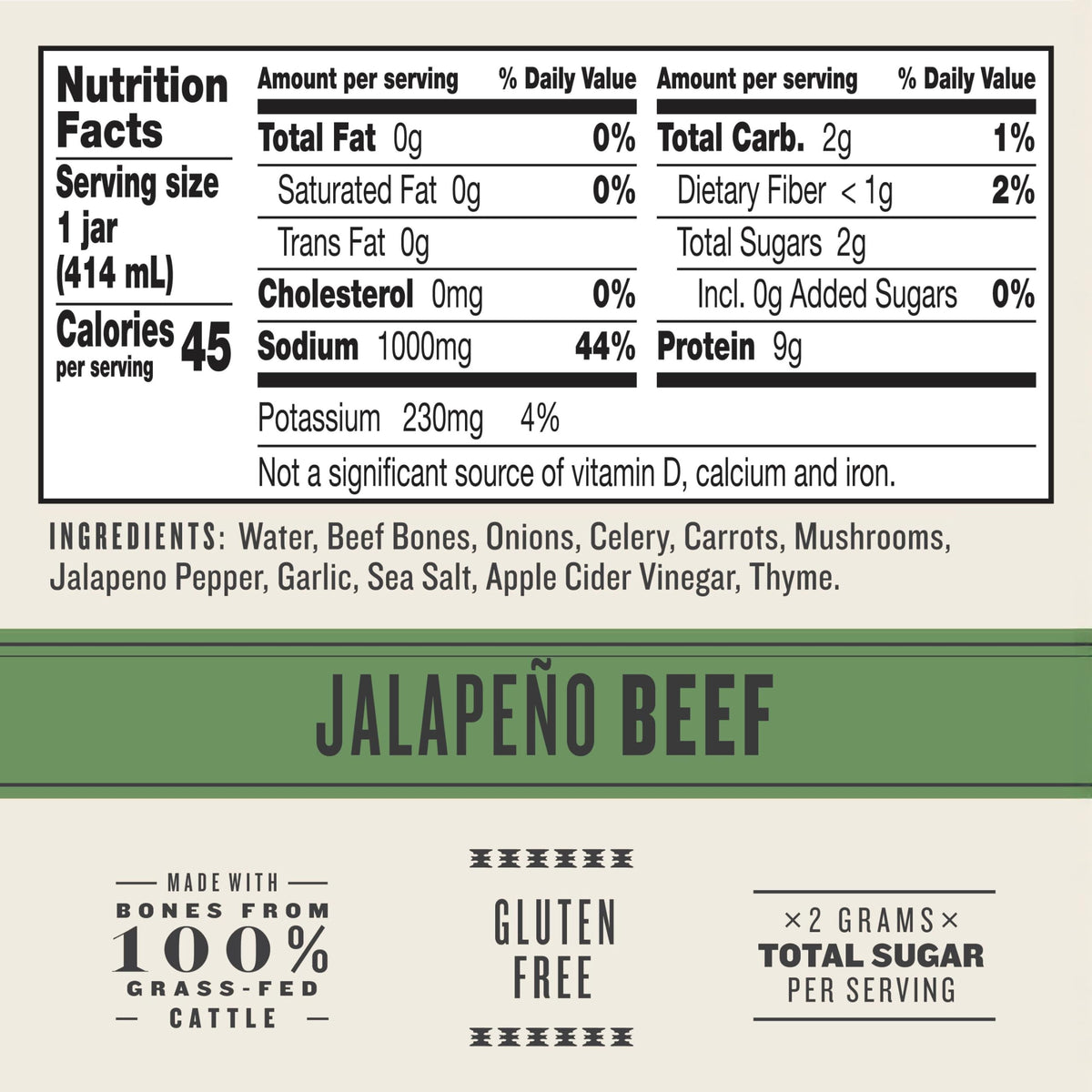 Beef Jalapeno Sea Salt Bone Broth 14 fl oz Pack of 6 Z9527