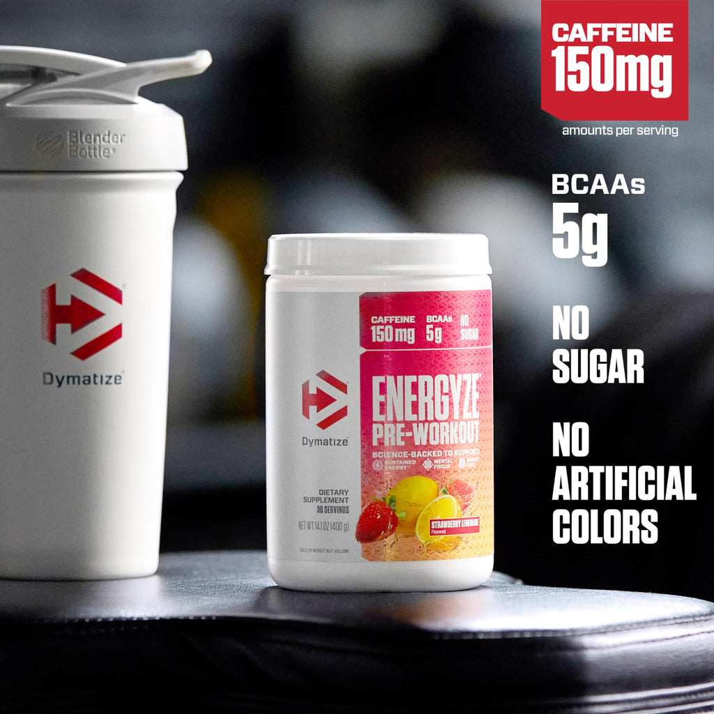Pre Workout Powder Strawberry Lemonade 150mg Caffeine 5g BCAAs 30 Servings C555