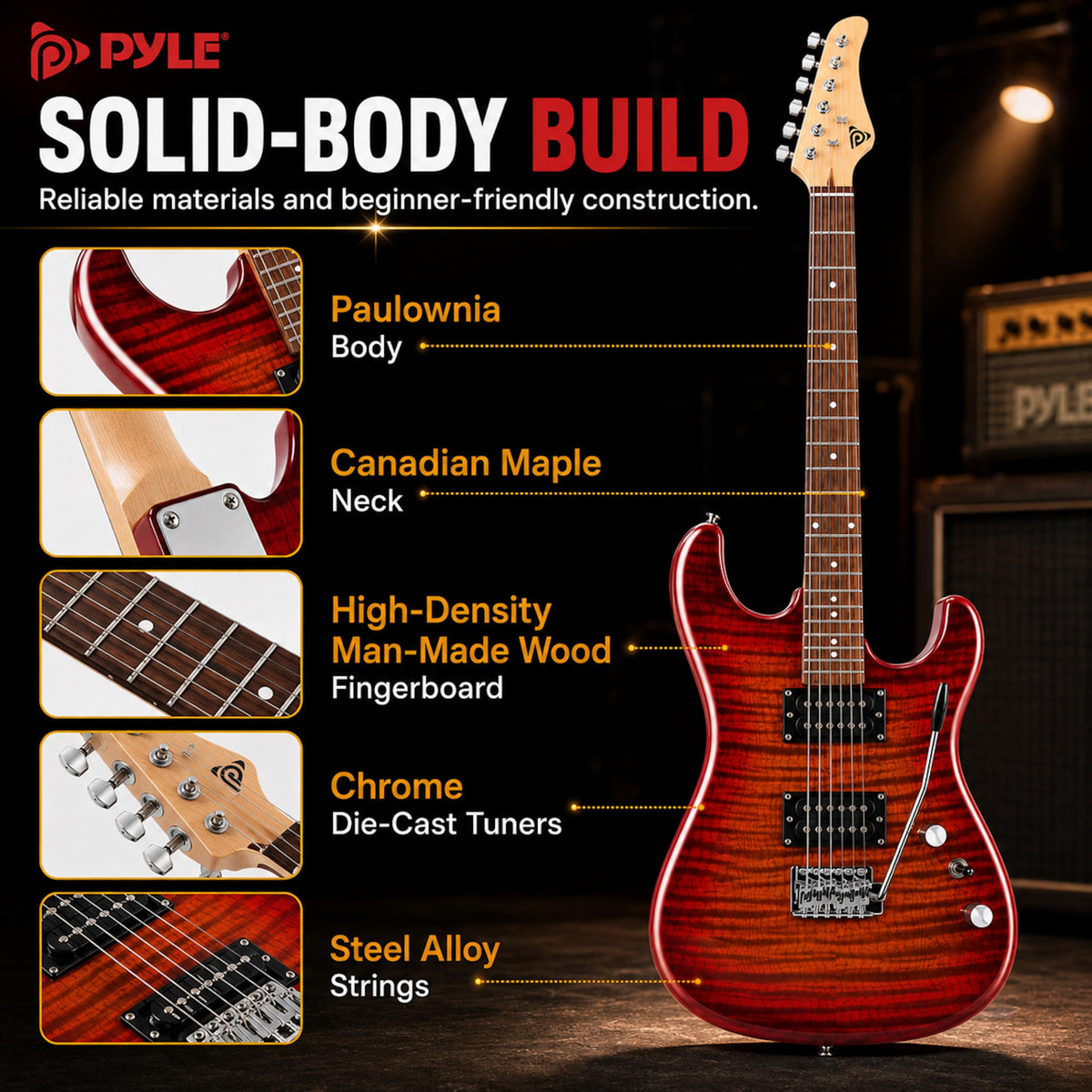 Red Full Size Electric Guitar Kit with Amp I908849