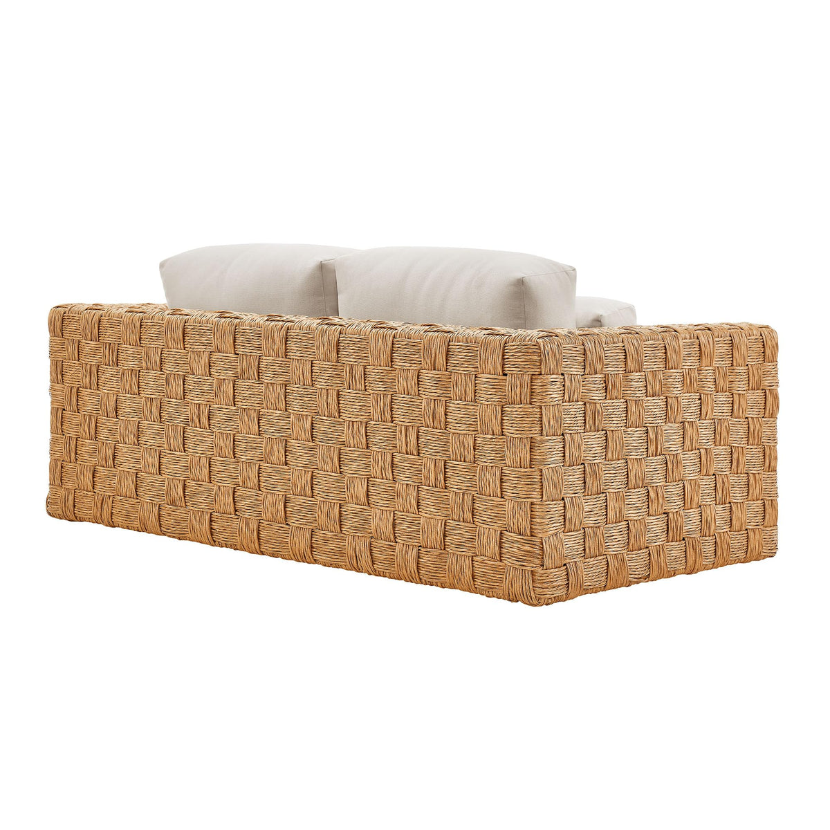 Natural Light Gray Wicker Rattan Outdoor Loveseat with Cushions Z9096