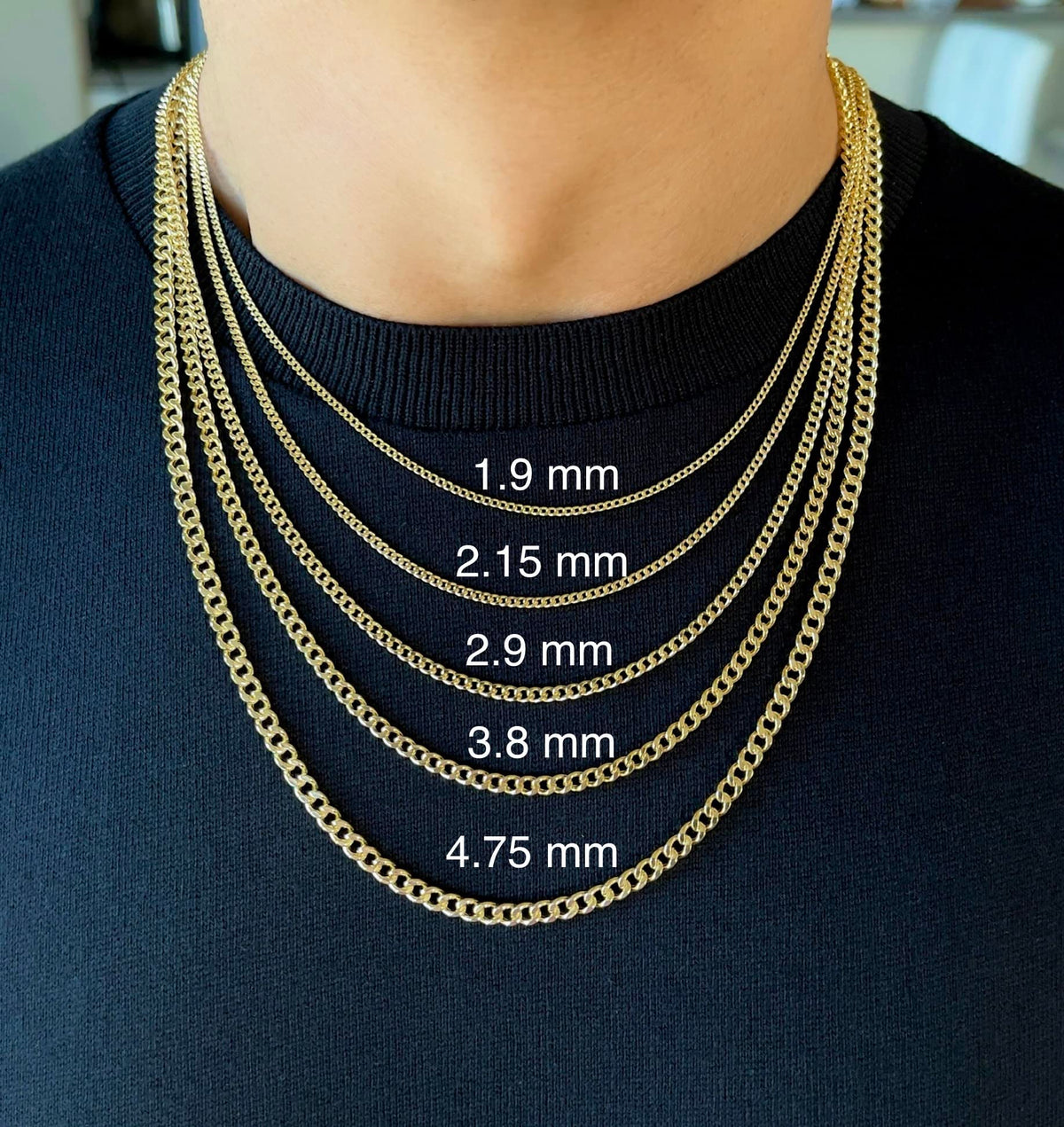 14K Gold Cuban Link Chain Necklace with Lobster Clasp V1230