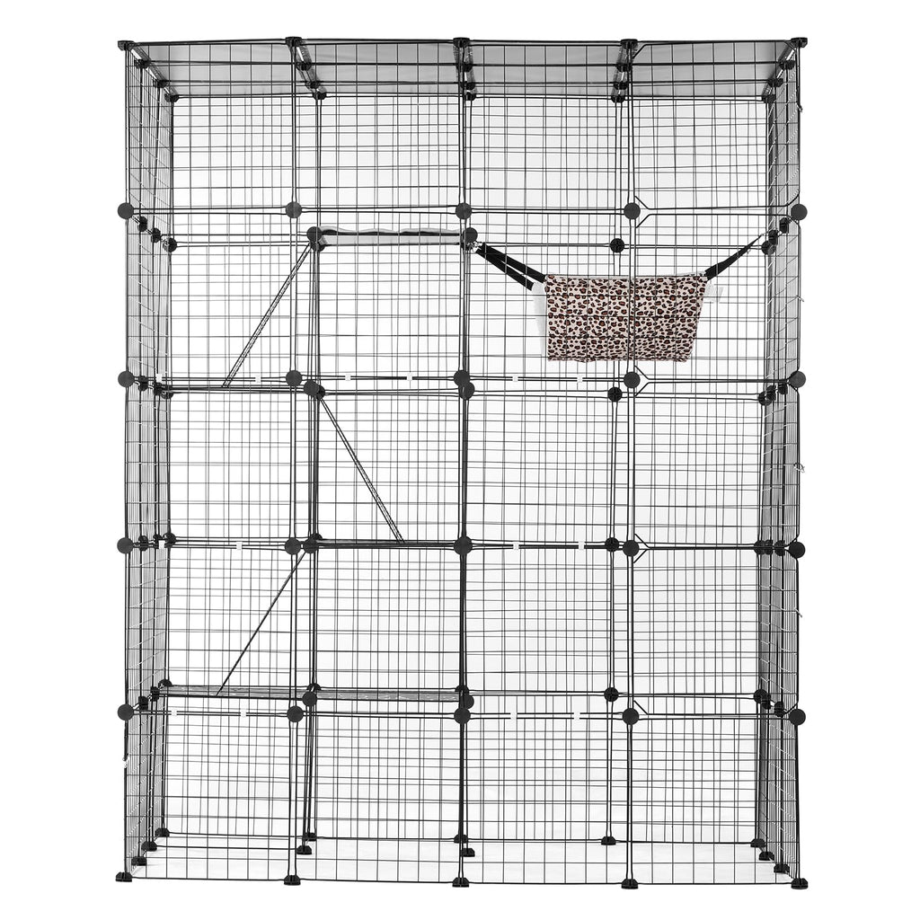 4-Tier Metal Wire Cat Cage with Hammock Ramp B6664