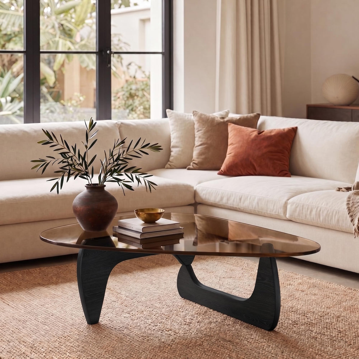 32" Black Tempered Glass Coffee Table P45079