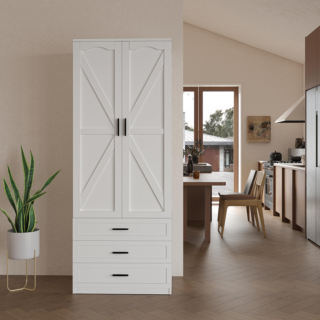 72" Wood Kitchen Pantry Cabinet with 3 Drawers W1691