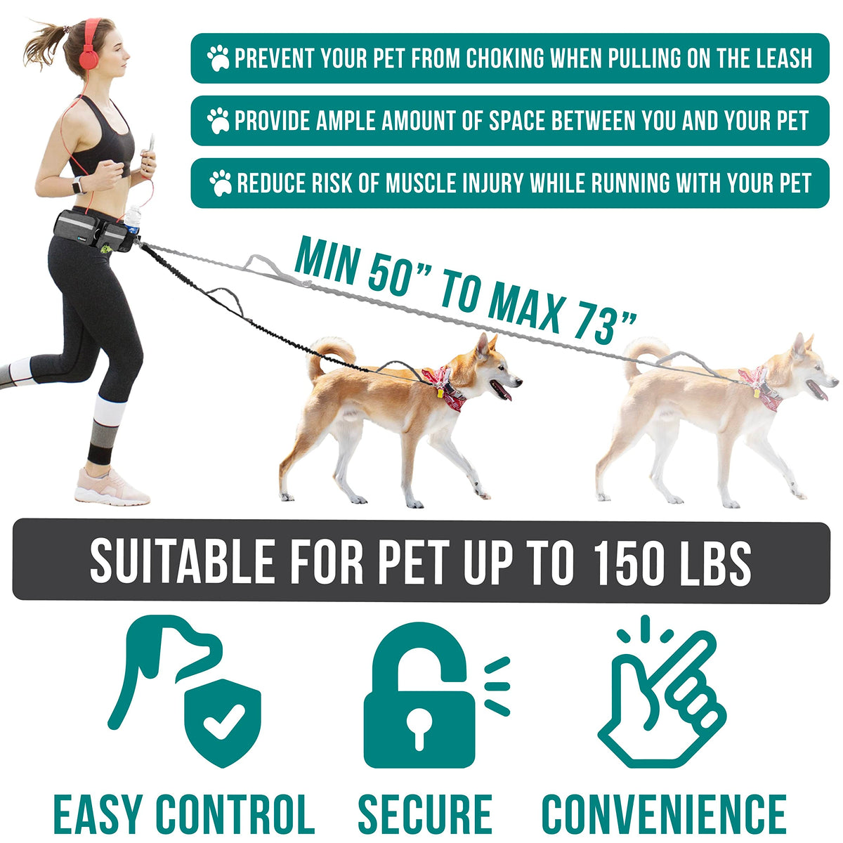 Hands Free Dog Leash with Waist Belt Bag I297817