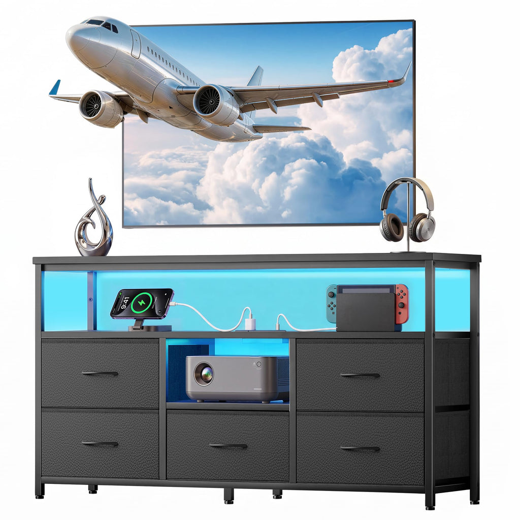 55 Inch Dresser TV Stand with Fabric Drawers S86816
