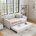 Beige Linen Twin Size Daybed with Trundle B3985