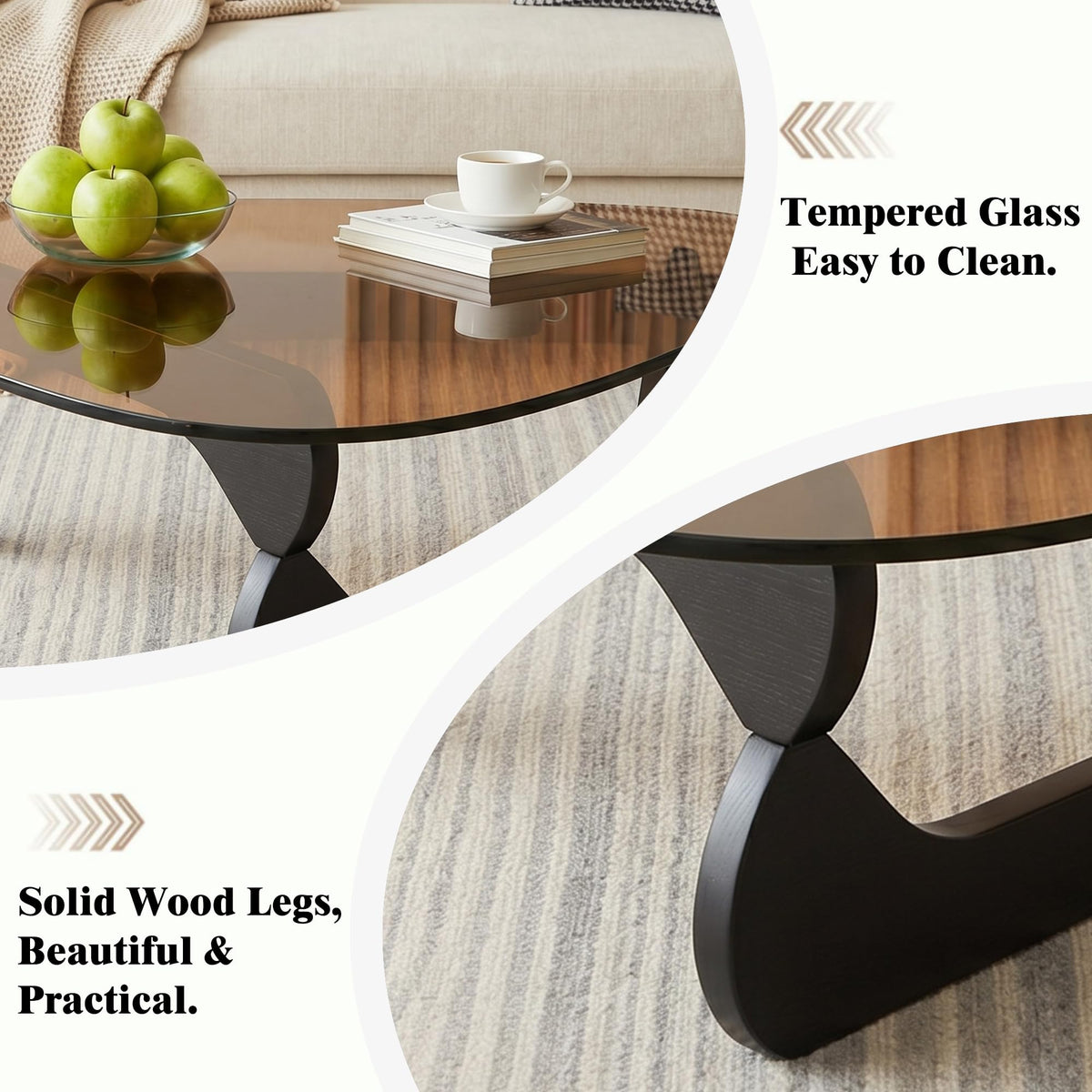 32" Black Tempered Glass Coffee Table P45079
