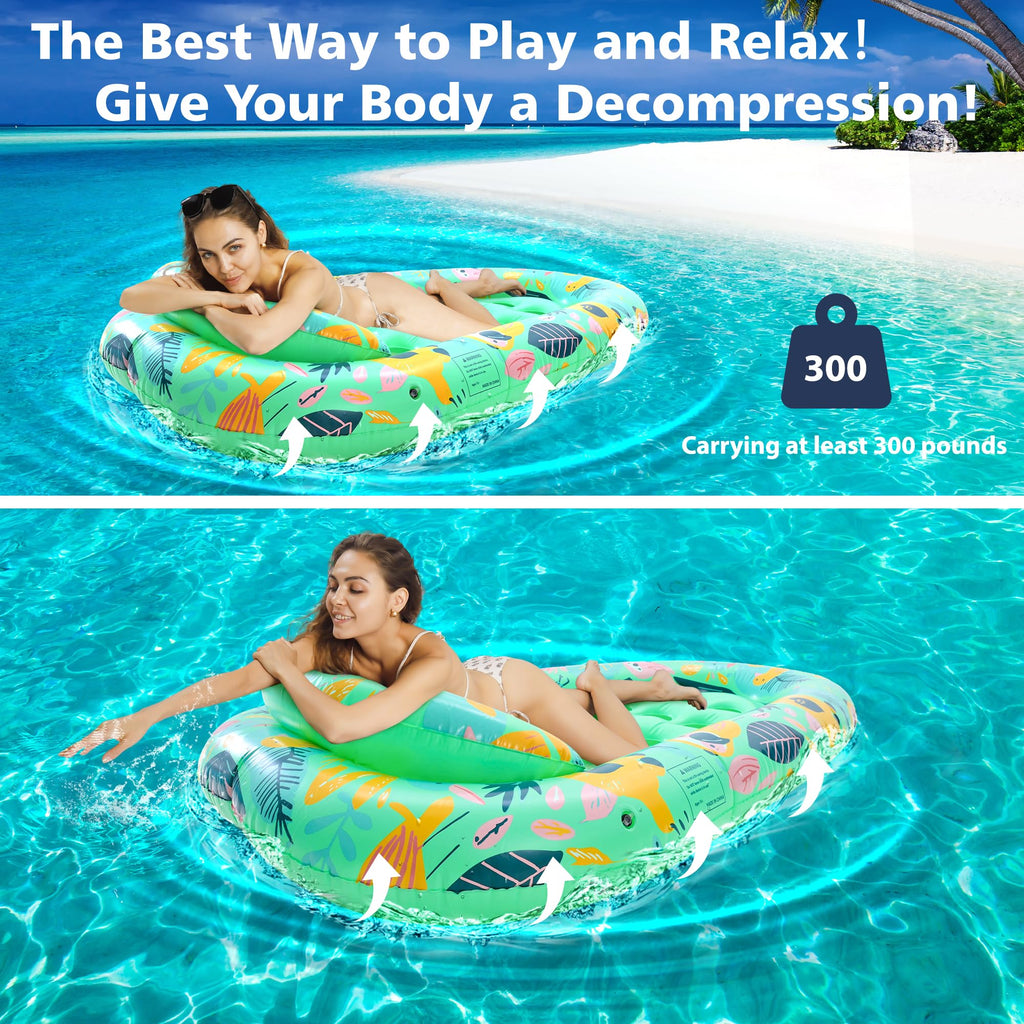 4 Pack Inflatable Pool Float Lounger with Headrest F8167