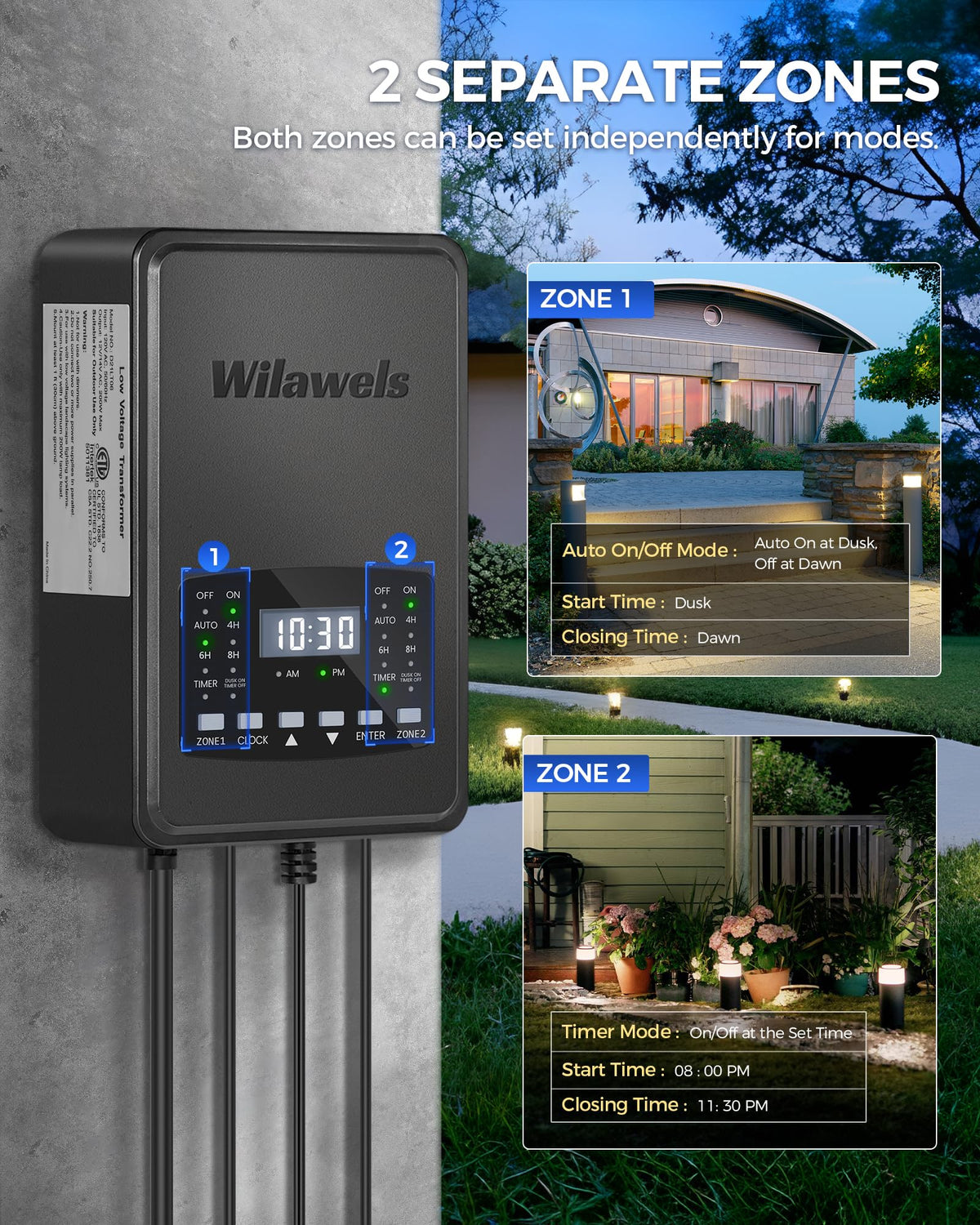 200W Low Voltage Landscape Transformer with Timer & Photocell Sensor S389