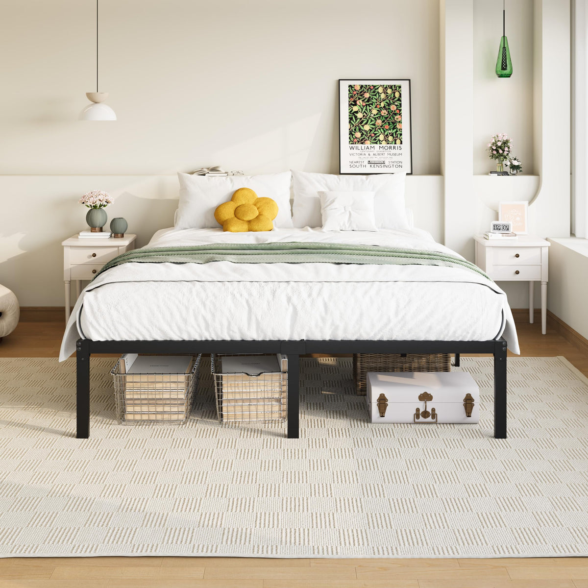 Queen 14 inch Metal Bed Frame with Storage Space B416004