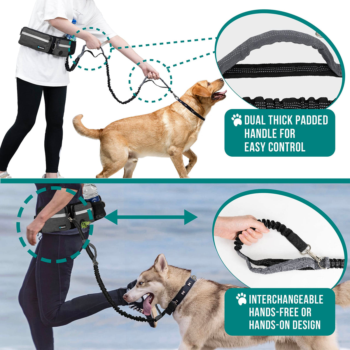 Hands Free Dog Leash with Waist Belt Bag I297817