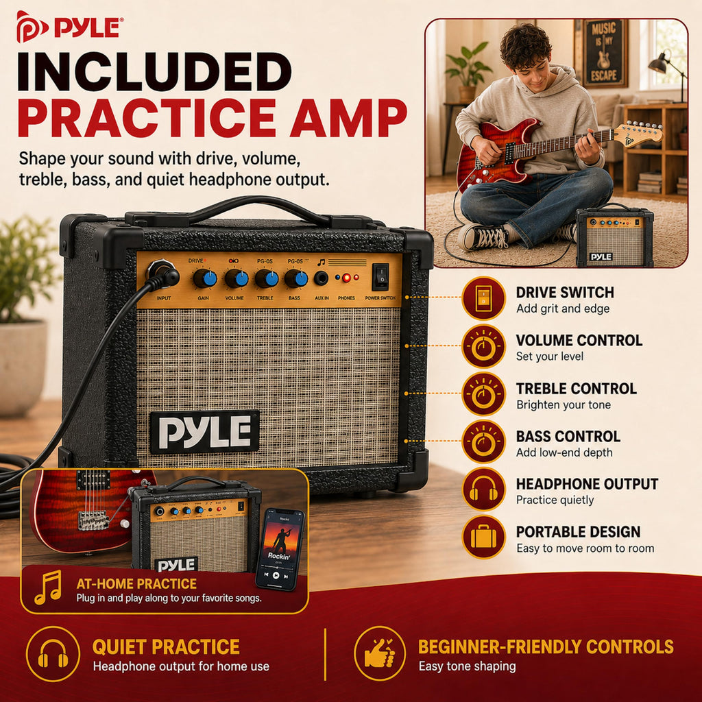 Red Full Size Electric Guitar Kit with Amp I908849