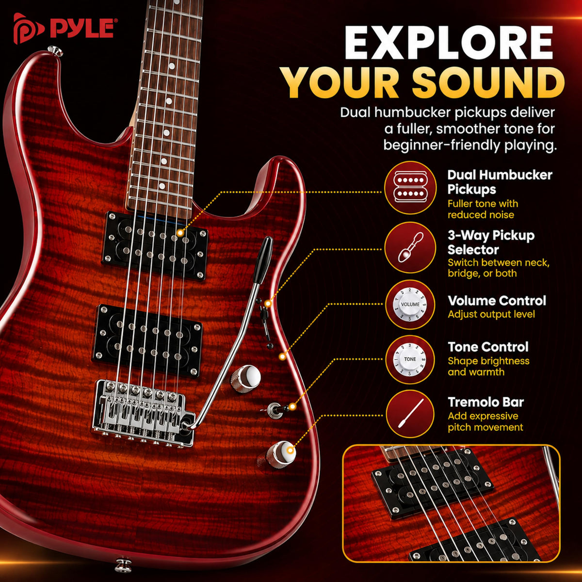 Red Full Size Electric Guitar Kit with Amp I908849