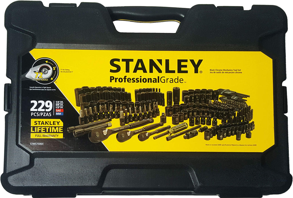 Black Chrome Mechanics Tool Set 229 Pieces Q843393