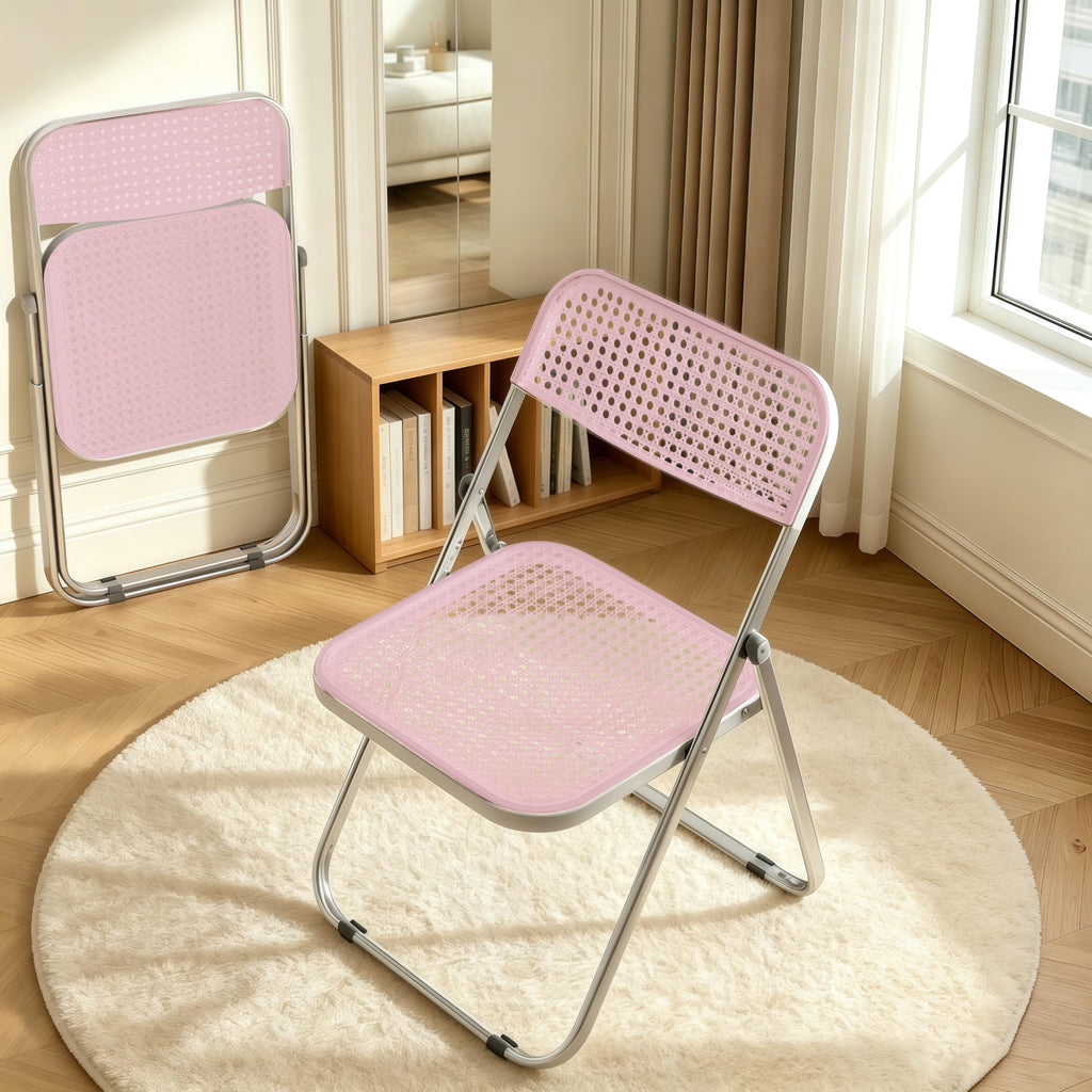 Folding Chairs 300lb Capacity Steel Frame 2-Pack Pink Y8691
